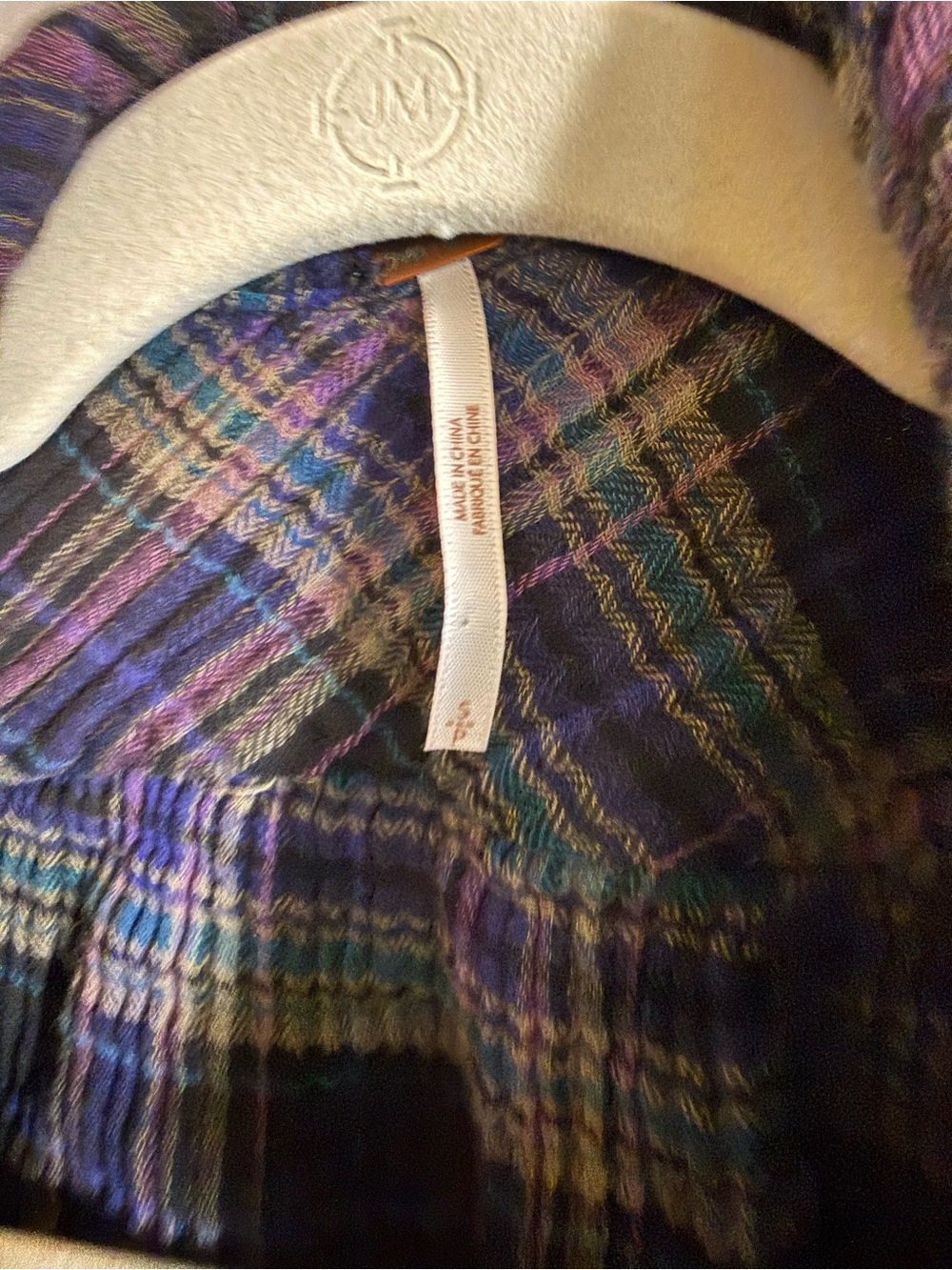 Free People Plaid Button-Up Shirt - Purple & Black Size S - Picture 5 of 7